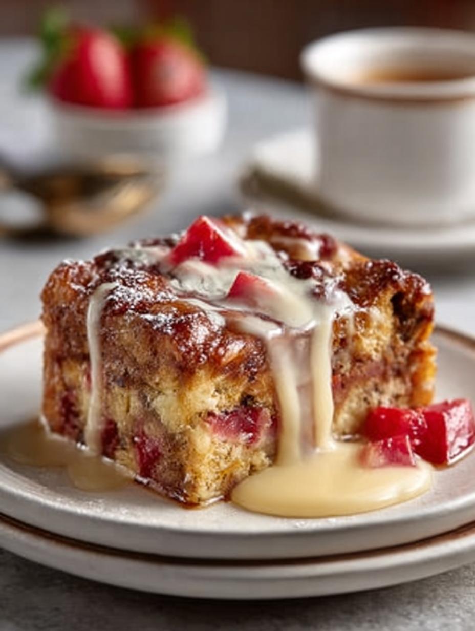 Rhubarb Bread Pudding Savor