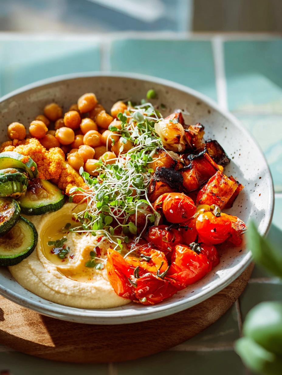 Roasted Veggie Hummus Bowl: 5 Ways to Delight Your Tastebuds - Roasted Veggie Hummus Bowl - main visual representation