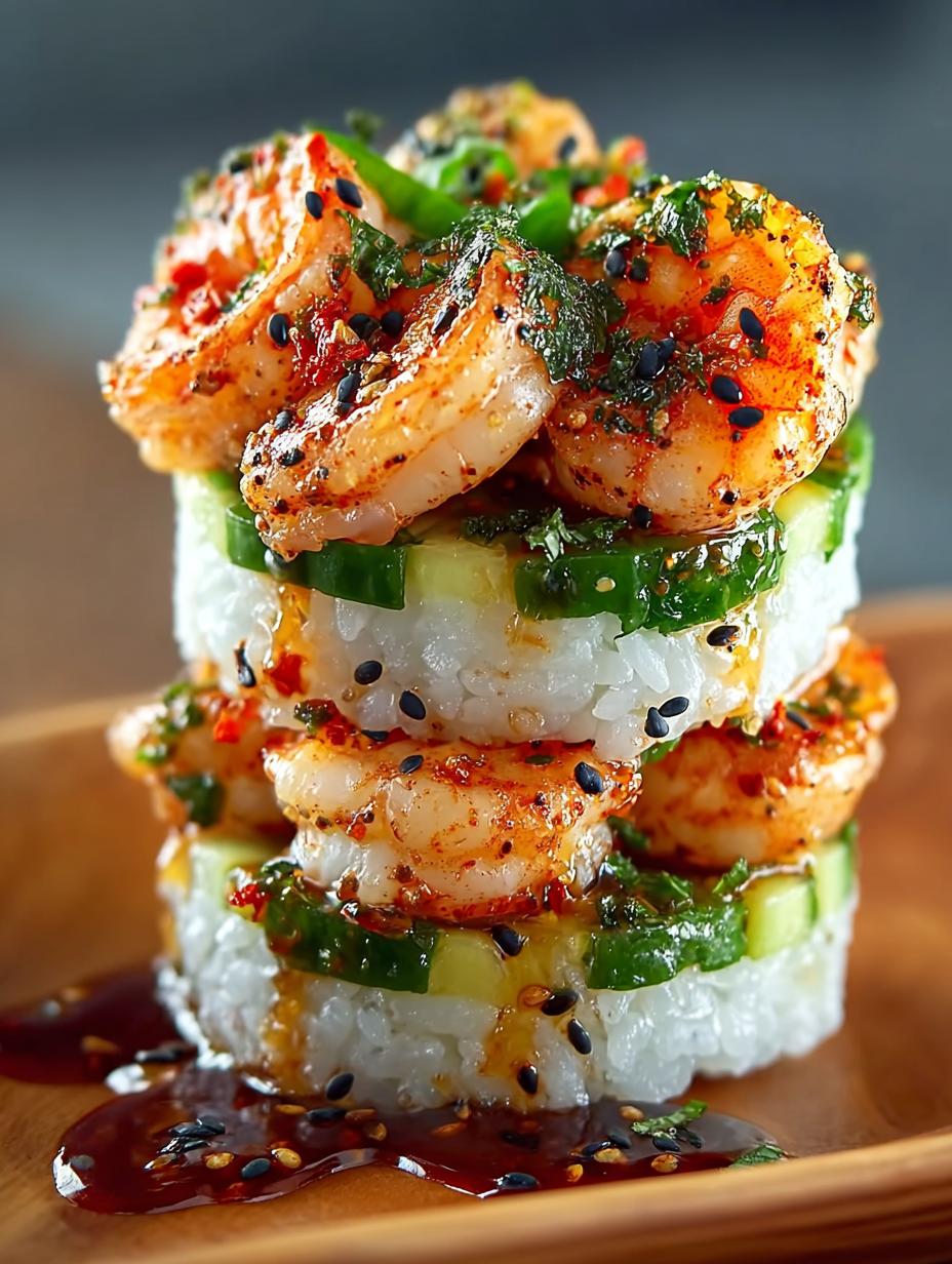 Spicy Shrimp Sushi Stacks