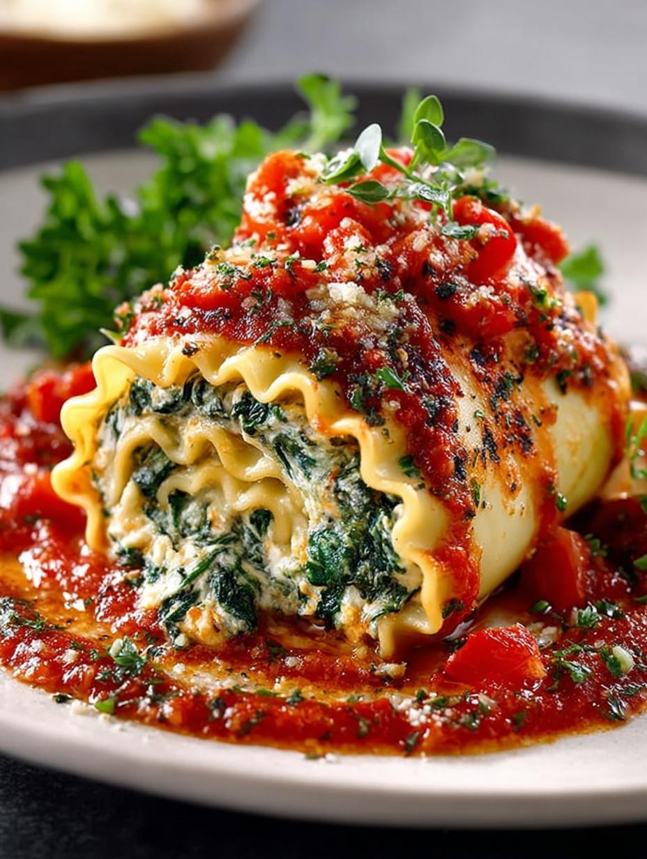 Spinach Lasagna Roll Ups