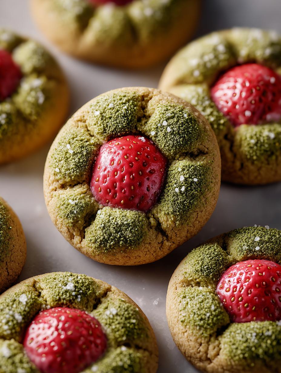 Irresistible Strawberry Matcha Cookie fresh from the oven on cooling rack