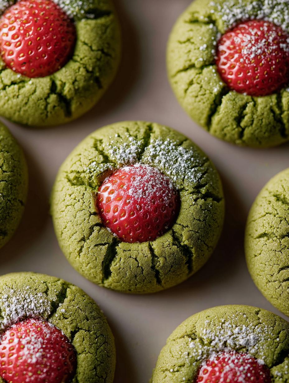 Delicious Strawberry Matcha Cookie with creamy strawberry center