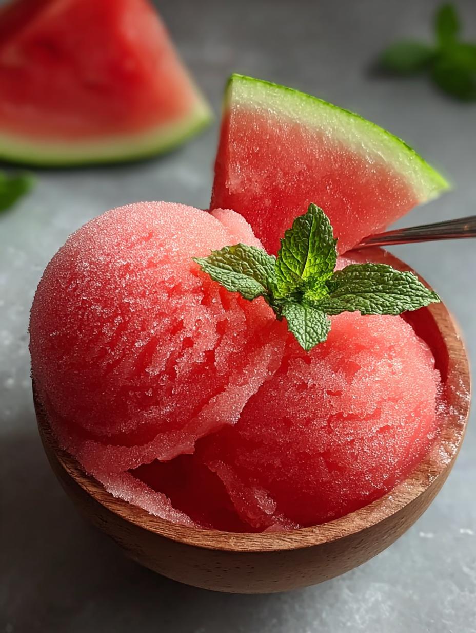 Irresistible Watermelon Sorbet refreshing summer treat served in a bowl