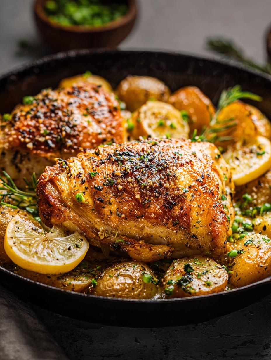 Delicious Chicken Vesuvio served with fresh salad and garlic bread