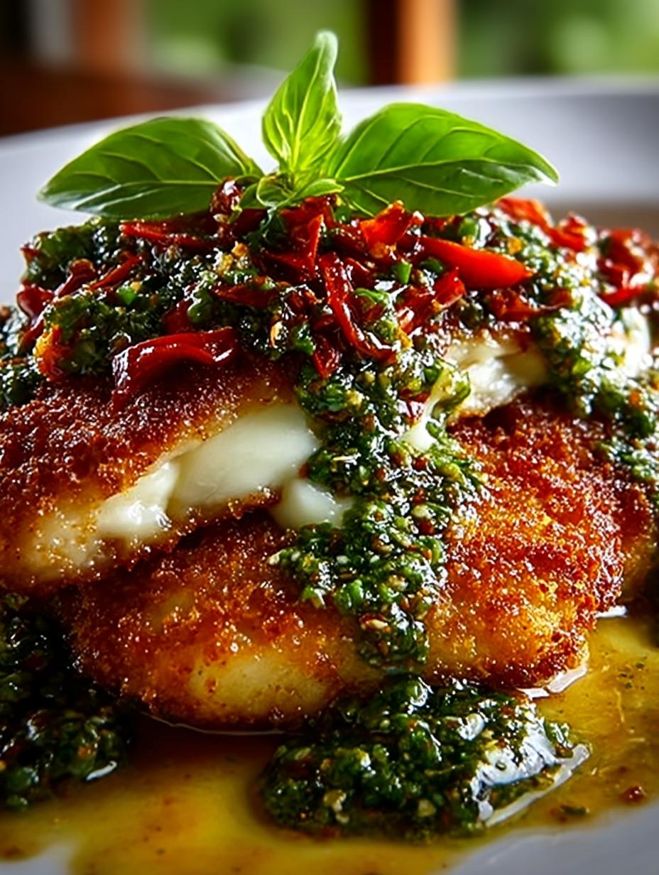 Crispy Pesto Mozzarella Chicken