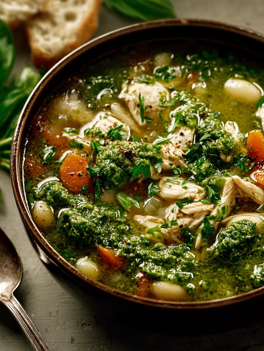 Pesto Chicken Soup: 5 Creamy Comforting Bowls - Pesto Chicken Soup - additional detail