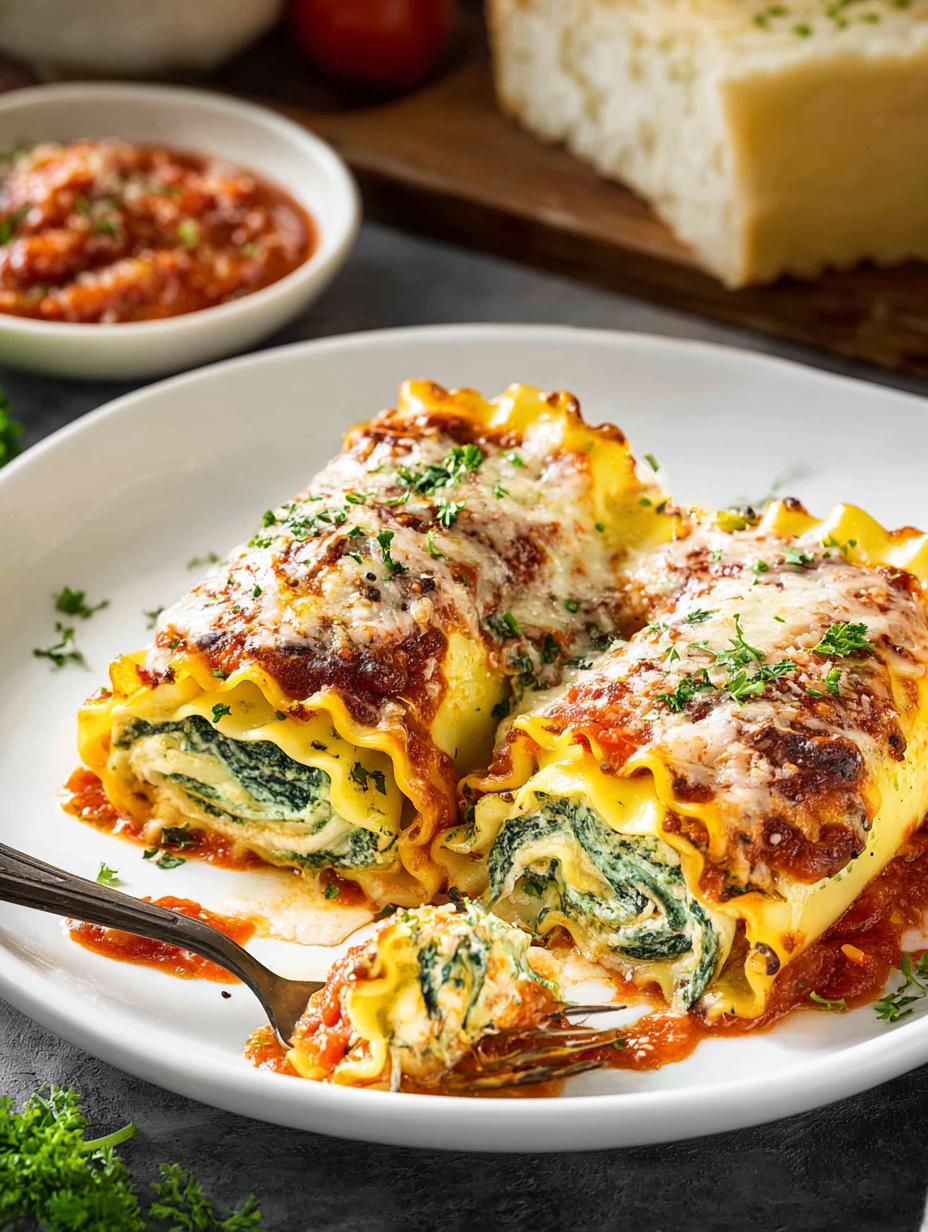 Spinach Lasagna Roll Ups