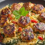 Tuscan Chicken Meatballs Orzo